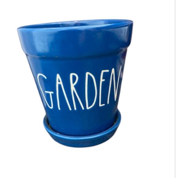 RAE DUNN Blue GARDEN Pot - Picture 1 of 3